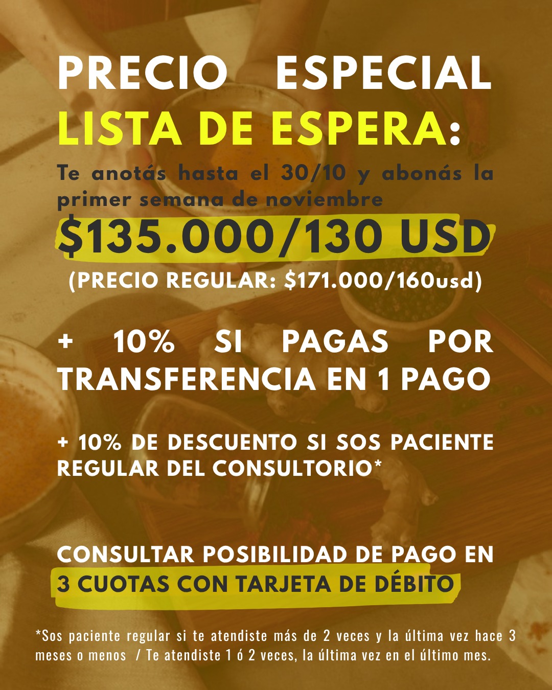 Precio especial lista de espera: $115.000 / 120 USD