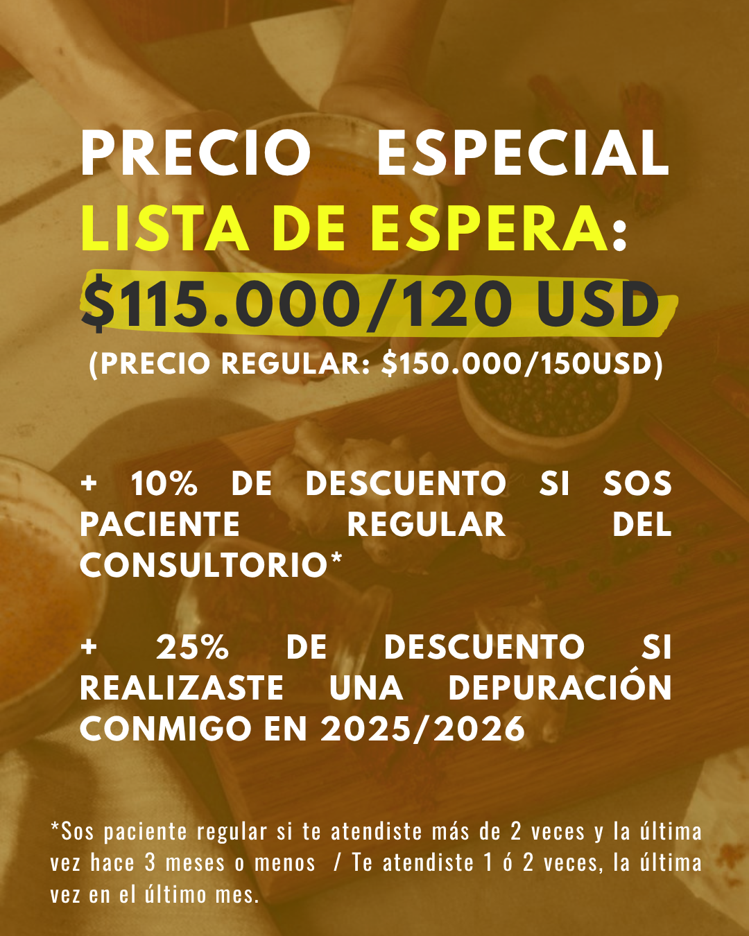 Precio especial lista de espera: $115.000 / 120 USD